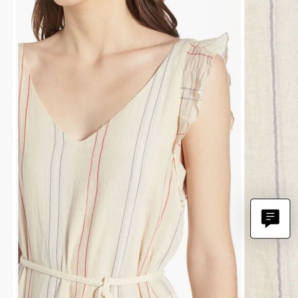 Velvet by Graham & Spencer Calico Stripe belted dress size L - Picture 3 of 7